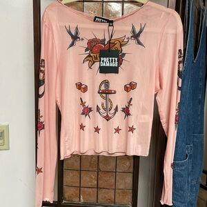 Pink Tattoo Graphic Women's Blouse